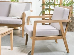 Zestaw ogrodowy ze stolikiem dla 4 osób PALLANO Beżowoszary Drewno akacjowe