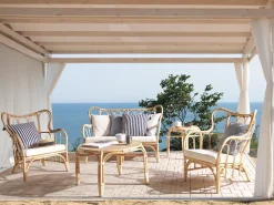 Zestaw ogrodowy ze stolikiem dla 4 osób BRINDISI Naturalny Rattan