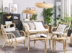 Zestaw ogrodowy ze stolikiem dla 4 osób BRINDISI Naturalny Rattan