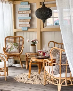 Zestaw ogrodowy ze stolikiem dla 4 osób BRINDISI Naturalny Rattan