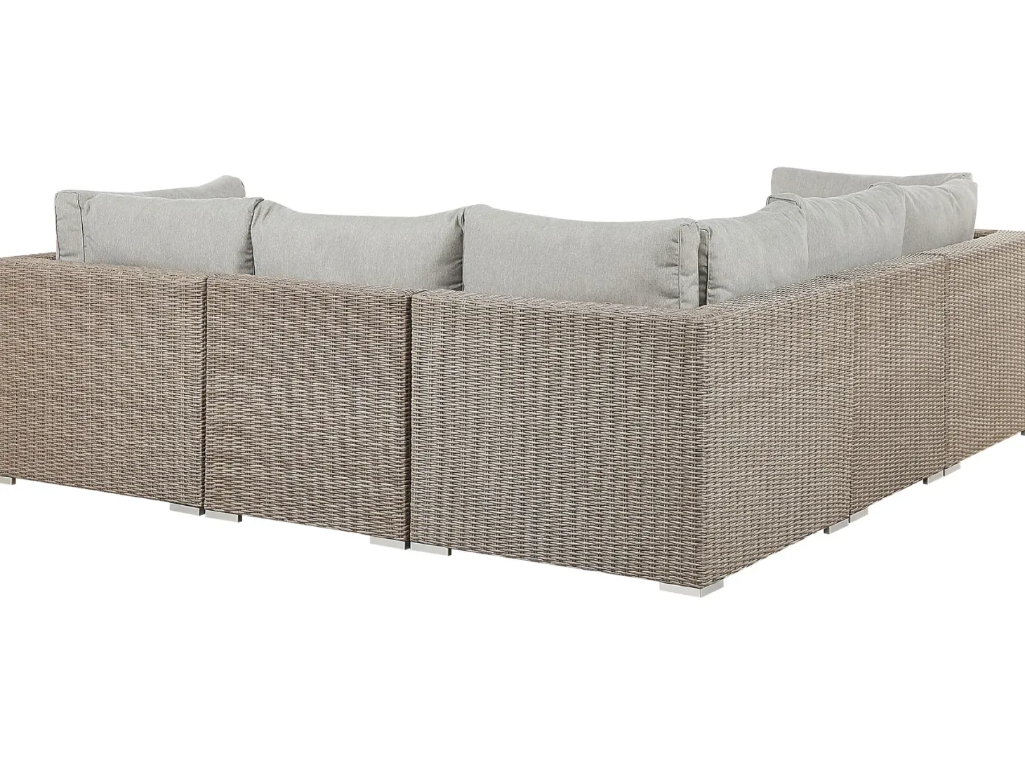 Zestaw ogrodowy ze stolikiem dla 6 osób CONTARE Prawostronny Beżowoszary Technorattan Modułowy