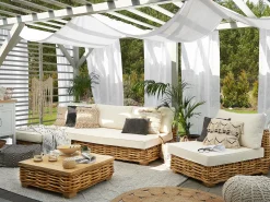 Zestaw ogrodowy ze stolikiem dla 4 osób VARALLO Prawostronny Naturalny Rattan Modułowy