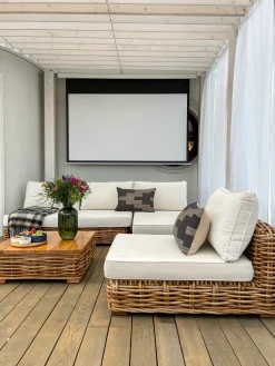 Zestaw ogrodowy ze stolikiem dla 4 osób VARALLO Prawostronny Naturalny Rattan Modułowy