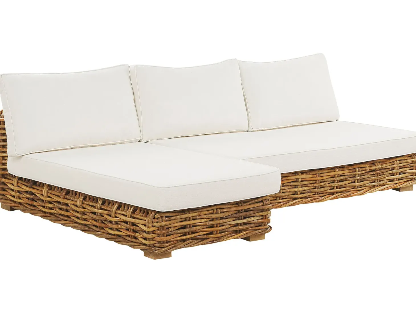 Zestaw ogrodowy ze stolikiem dla 4 osób VARALLO Prawostronny Naturalny Rattan Modułowy