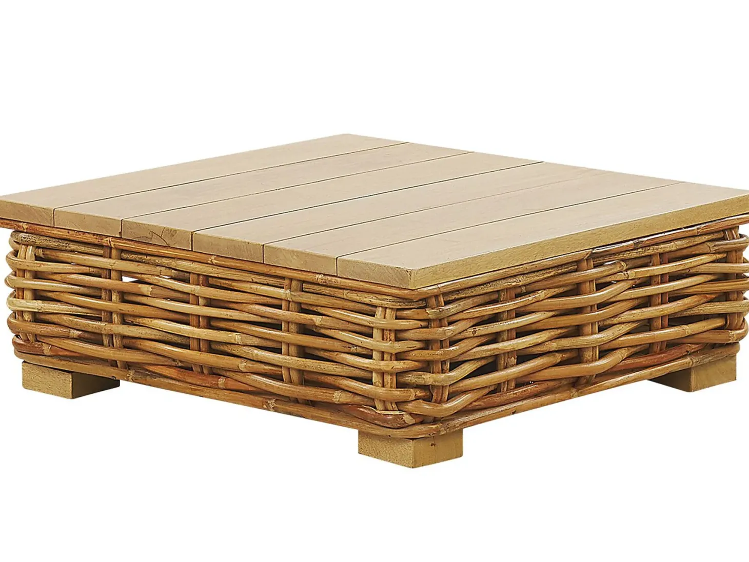 Zestaw ogrodowy ze stolikiem dla 4 osób VARALLO Prawostronny Naturalny Rattan Modułowy