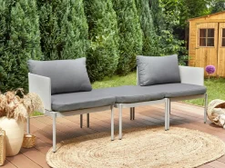 Zestaw ogrodowy ze stolikiem dla 2 osób TERRACINA Jasnoszary Metal
