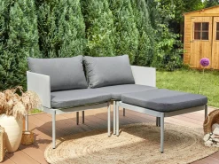 Zestaw ogrodowy ze stolikiem dla 2 osób TERRACINA Jasnoszary Metal