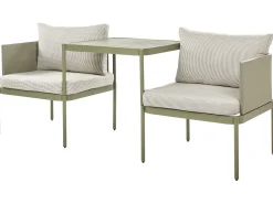 Zestaw ogrodowy ze stolikiem dla 2 osób TERRACINA Oliwkowy Metal