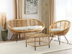 Zestaw ogrodowy ze stolikiem dla 3 osób MARATEA/CESENATICO Naturalny Rattan