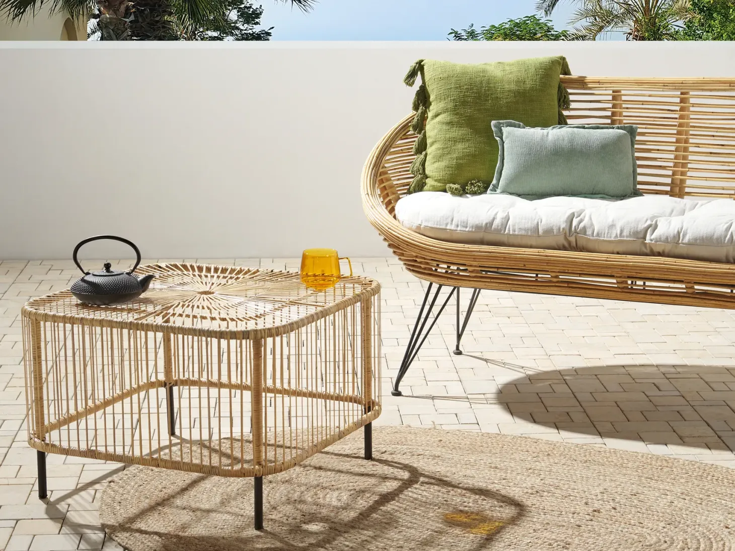 Zestaw ogrodowy ze stolikiem dla 3 osób MARATEA/CESENATICO Naturalny Rattan
