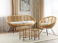 Zestaw ogrodowy ze stolikiem dla 3 osób MARATEA/CESENATICO Naturalny Rattan