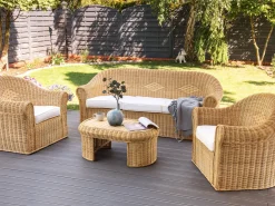 Zestaw ogrodowy ze stolikiem dla 5 osób LIVADEIA Naturalny Rattan