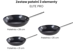 Zestaw 3 patelni ELITE PRO Czarny