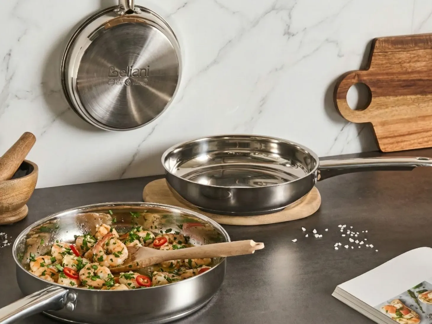 Zestaw 3 patelni PRIMECOOK Stal nierdzewna Srebrny