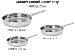 Zestaw 3 patelni PRIMECOOK Stal nierdzewna Srebrny