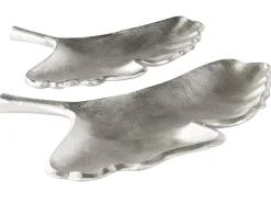 Zestaw 2 pater dekoracyjnych Liść PALENQUE Metal Srebrny