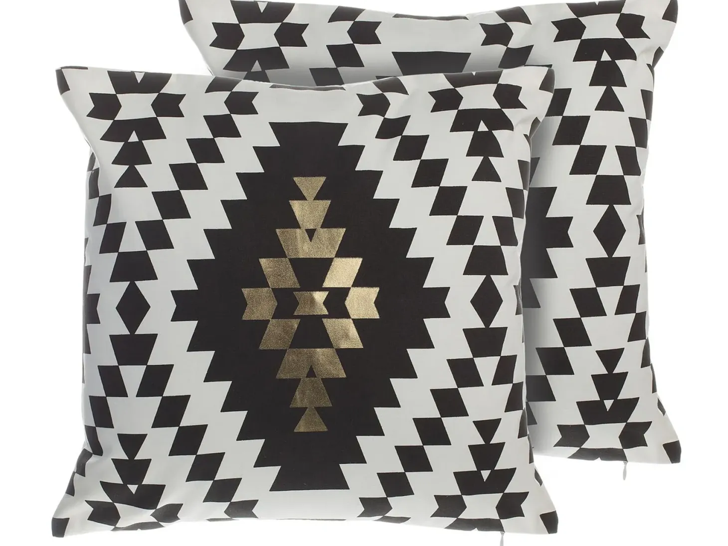 Zestaw 2 poduszek dekoracyjnych COLEUS Bawełna 45 x 45 cm Czarny Wzór geometryczny