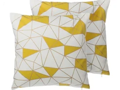 Zestaw 2 poduszek dekoracyjnych CLARKIA Bawełna 45 x 45 cm Żółty Wzór geometryczny