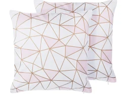 Zestaw 2 poduszek dekoracyjnych CLARKIA Bawełna 45 x 45 cm Różowy Wzór geometryczny