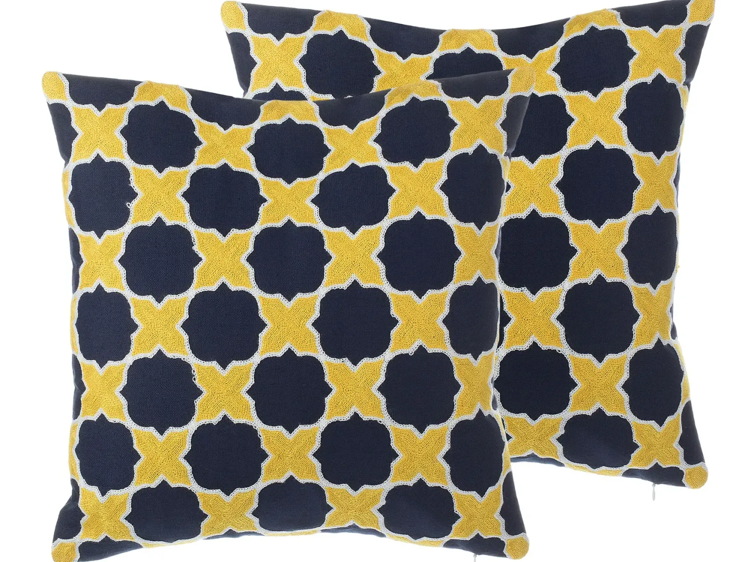 Zestaw 2 poduszek dekoracyjnych MUSCARI Bawełna 45 x 45 cm Żółty Niebieski Ikat