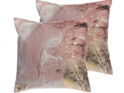 Zestaw 2 poduszek dekoracyjnych LANTANA 45 x 45 cm Różowy Efekt marmuru
