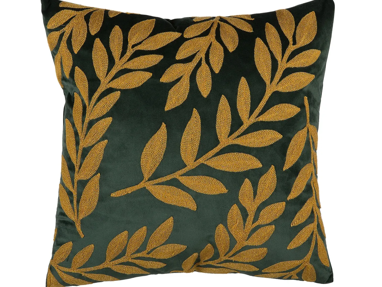 Zestaw 2 poduszek dekoracyjnych MISTLETOE Welur 45 x 45 cm Zielony Złoty Wzór roślinny