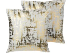 Zestaw 2 poduszek dekoracyjnych GARDENIA Bawełna 45 x 45 cm Złoty Wzór abstrakcyjny