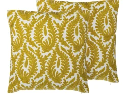 Zestaw 2 poduszek dekoracyjnych PRIMULA Bawełna 45 x 45 cm Musztardowy Ikat