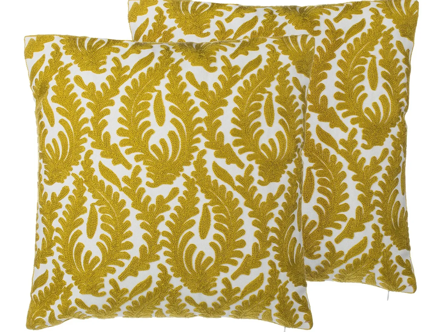 Zestaw 2 poduszek dekoracyjnych PRIMULA Bawełna 45 x 45 cm Musztardowy Ikat