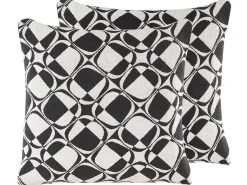 Zestaw 2 poduszek dekoracyjnych KOTURE Bawełna 45 x 45 cm Czarny/ biały Wzór geometryczny