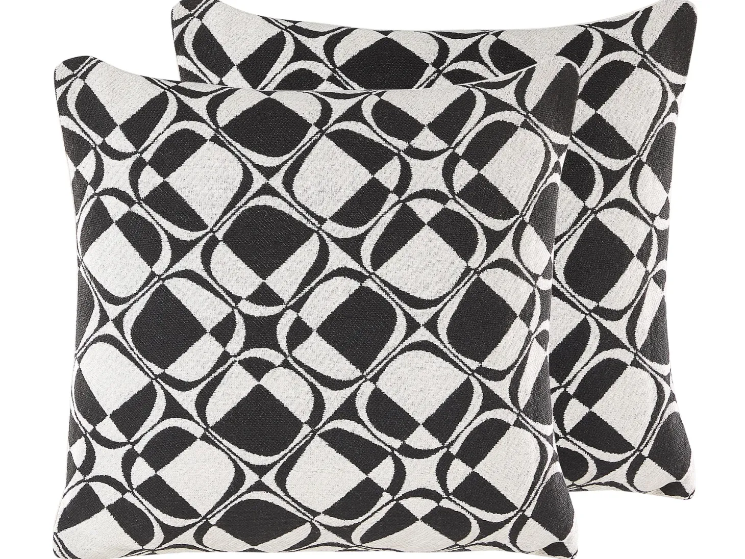 Zestaw 2 poduszek dekoracyjnych KOTURE Bawełna 45 x 45 cm Czarny/ biały Wzór geometryczny