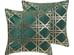 Zestaw 2 poduszek dekoracyjnych CASSIA 45 x 45 cm Ciemnozielony Wzór geometryczny