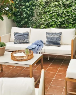 Zestaw 2 poduszek dekoracyjnych DEWBERRY Bawełna 45 x 45 cm Niebieski Wzór geometryczny