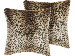Zestaw 2 poduszek dekoracyjnych FOXTAIL Sztuczne futro 45 x 45 cm Brązowy Wzór zwierzęcy