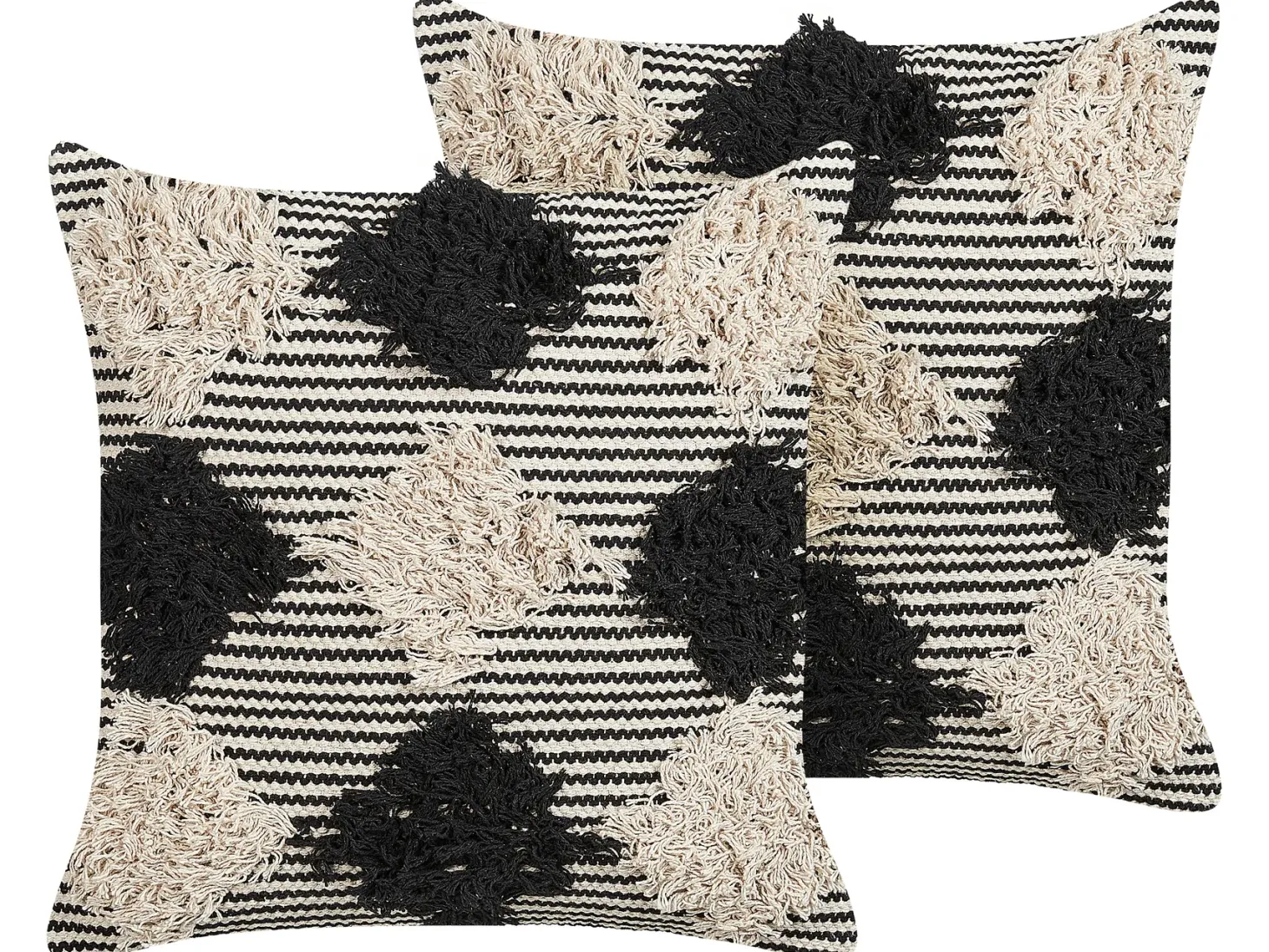 Zestaw 2 poduszek dekoracyjnych BHUSAWAL Bawełna 50 x 50 cm Czarny Wzór geometryczny