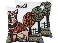 Zestaw 2 poduszek dekoracyjnych MEHSANA Bawełna 50 x 50 cm Kolorowy Wzór zwierzęcy