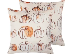 Zestaw 2 poduszek dekoracyjnych CUCURBITA Welur 45 x 45 cm Beżowy Wzór roślinny