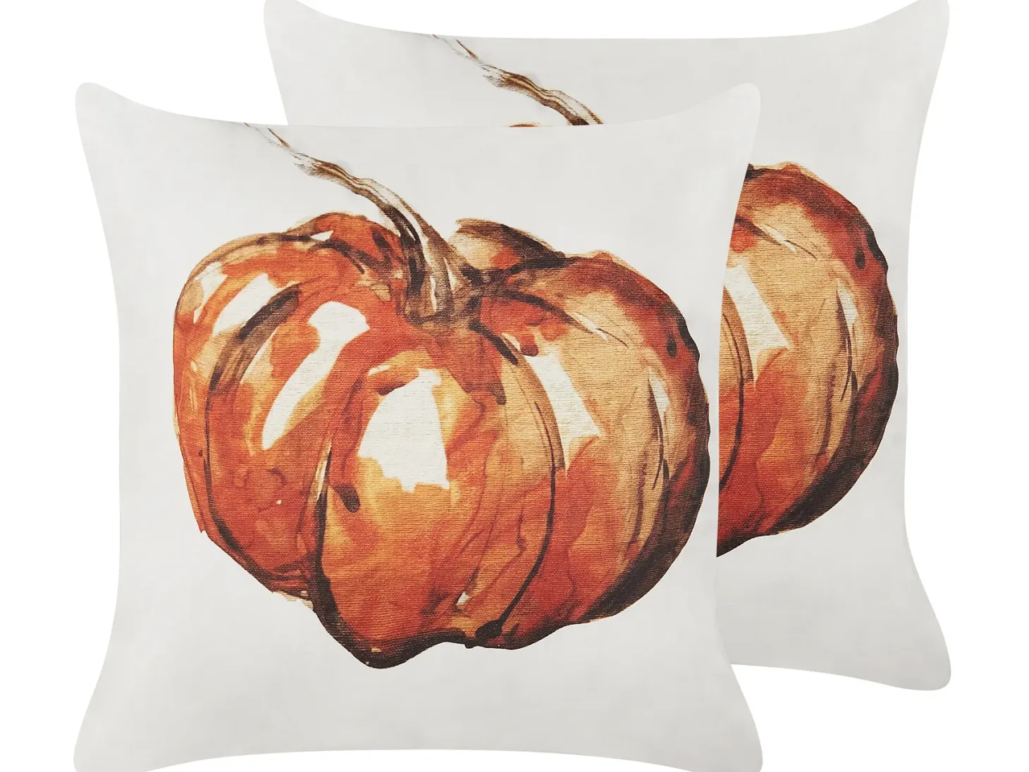 Zestaw 2 poduszek dekoracyjnych CURBITA Welur 45 x 45 cm Beżowy Wzór roślinny