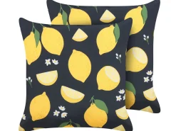 Zestaw 2 poduszek dekoracyjnych CITRUS 45 x 45 cm Czarny Wzór roślinny
