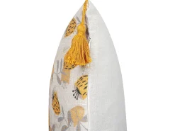 Zestaw 2 poduszek dekoracyjnych ABUTILON 45 x 45 cm Beżowy Wzór kwiatowy