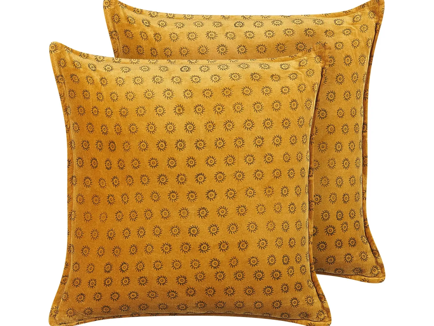 Zestaw 2 poduszek dekoracyjnych RAPIS Welur 45 x 45 cm Żółty Wzór geometryczny