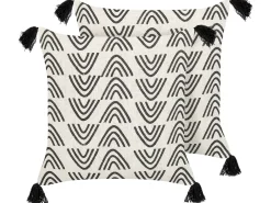 Zestaw 2 poduszek dekoracyjnych MAYS Bawełna 45 x 45 cm Biały Wzór geometryczny