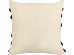 Zestaw 2 poduszek dekoracyjnych PLEIONE Bawełna 45 x 45 cm Granatowy Wzór geometryczny