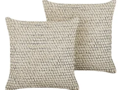 Zestaw 2 poduszek dekoracyjnych HOWEA Bawełna 45 x 45 cm Beżowy Wzór geometryczny