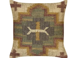 Zestaw 2 poduszek dekoracyjnych PULICAT Juta 45 x 45 cm Zielony Wzór orientalny