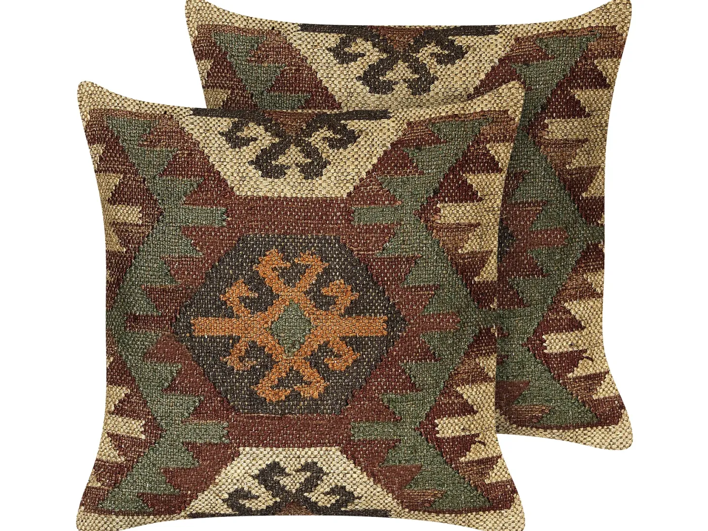 Zestaw 2 poduszek dekoracyjnych ARVEN Juta 45 x 45 cm Brązowy Wzór orientalny