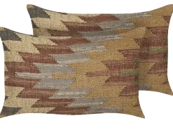 Zestaw 2 poduszek dekoracyjnych DEEPOR Juta 30 x 50 cm Kolorowy Wzór orientalny