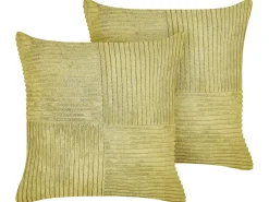 Zestaw 2 poduszek dekoracyjnych MILLET Sztruks 43 x 43 cm Oliwkowy Wzór geometryczny