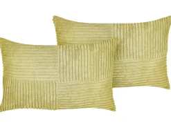 Zestaw 2 poduszek dekoracyjnych MILLET Sztruks 30 x 50 cm Oliwkowy Wzór geometryczny