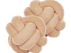 Zestaw 2 poduszek dekoracyjnych MALNI Boucle 19 x 19 cm Piaskowy Jednolity
